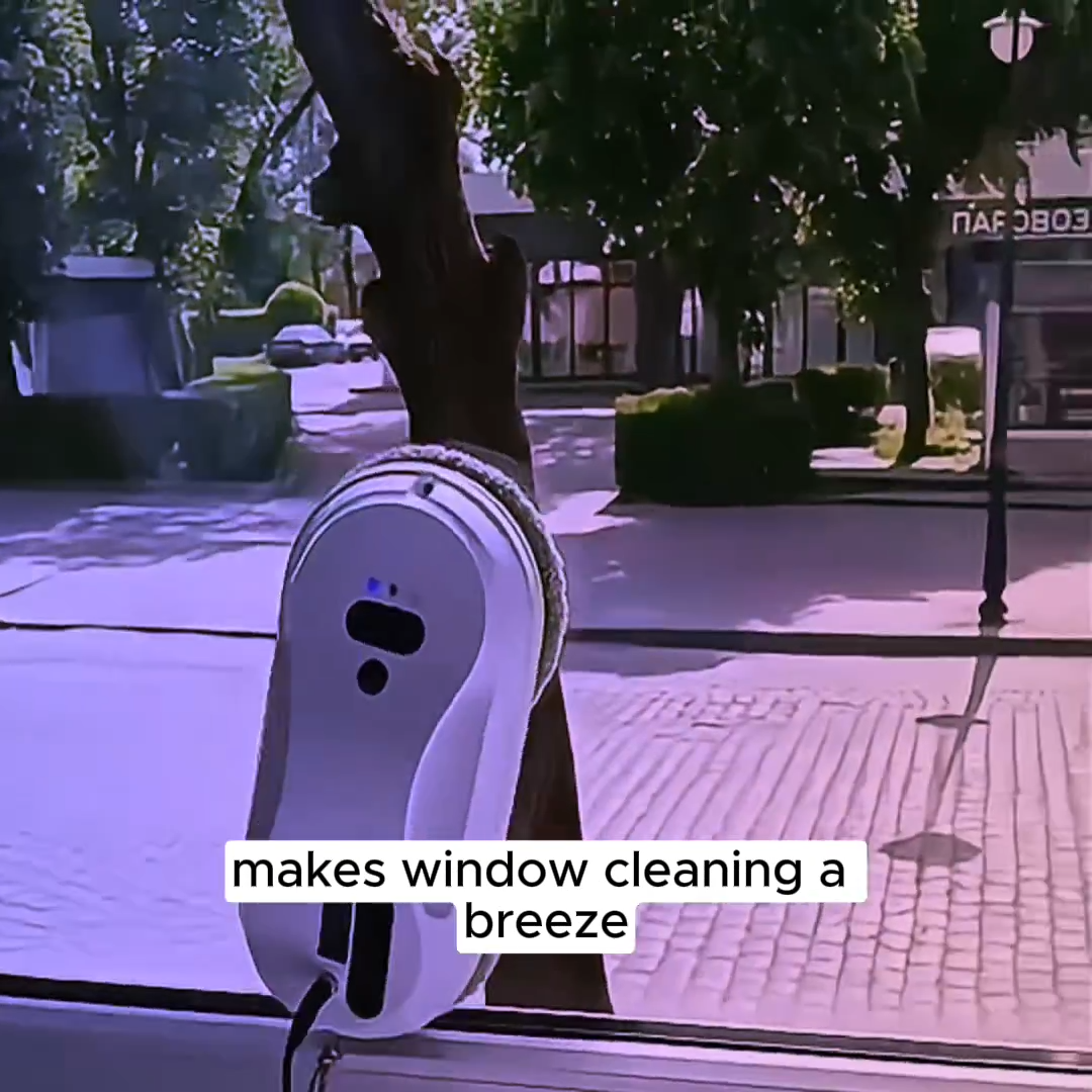 VitaBot window-cleaning robot demonstrated on a real glass door