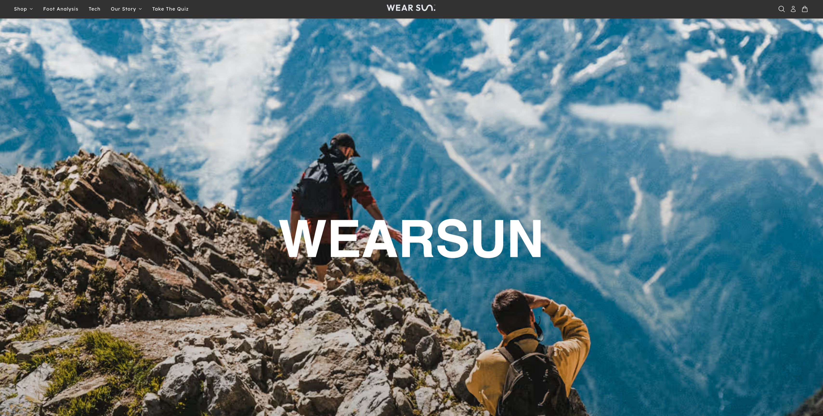 WearSun homepage hero with alpine movement campaign