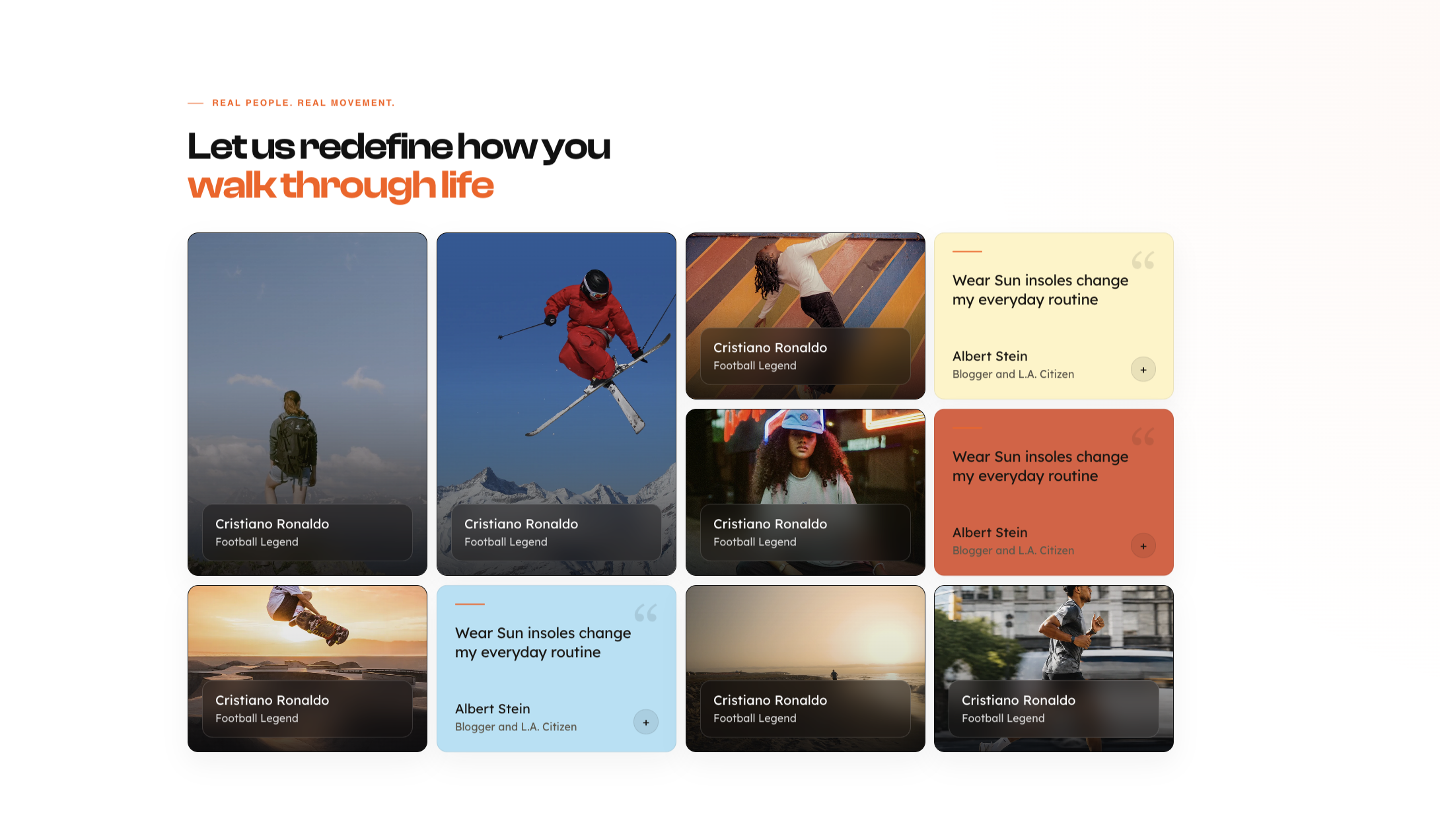 WearSun movement stories and testimonial grid